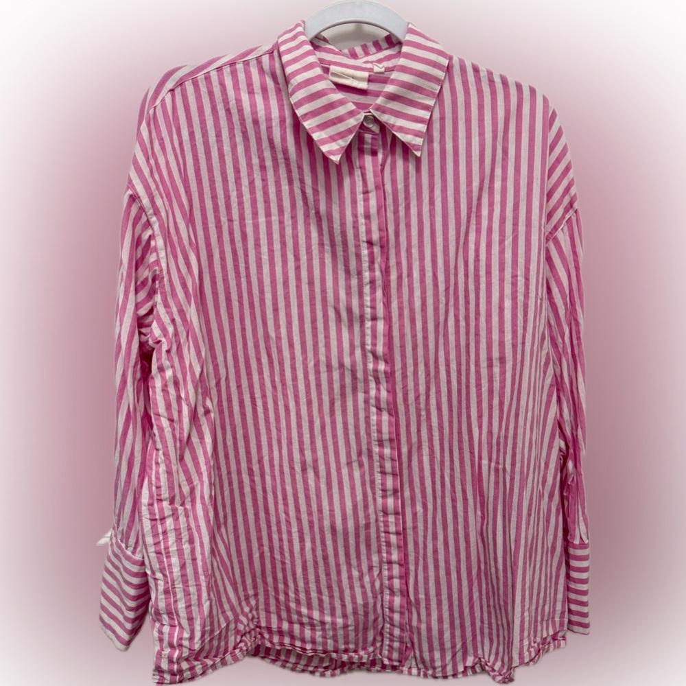 Nia Pink Striped Button Down Shirt | Sz M